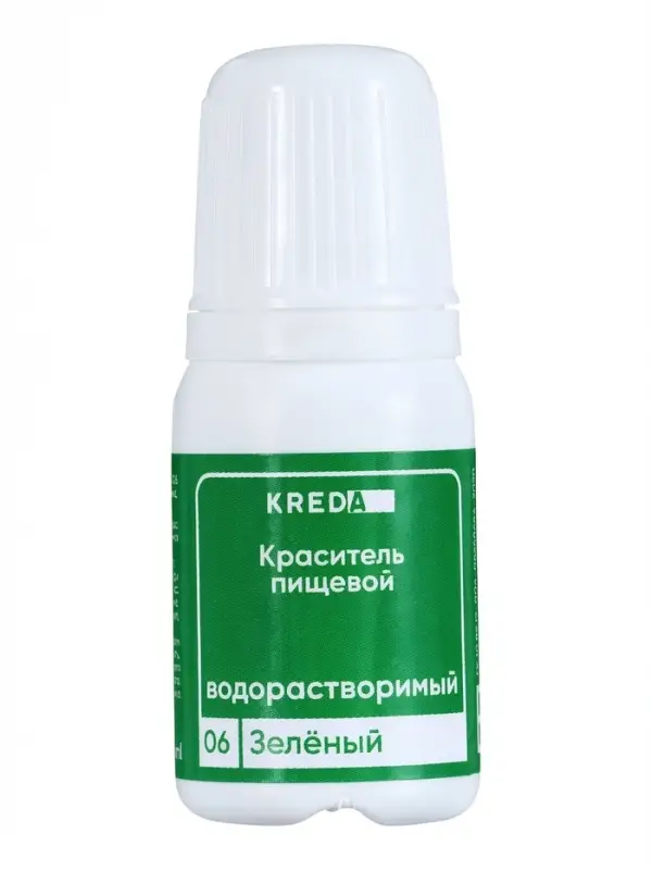Краситель пищевой Kreda Bio Prime-gel, водорастворимый, зеленый, 10 мл