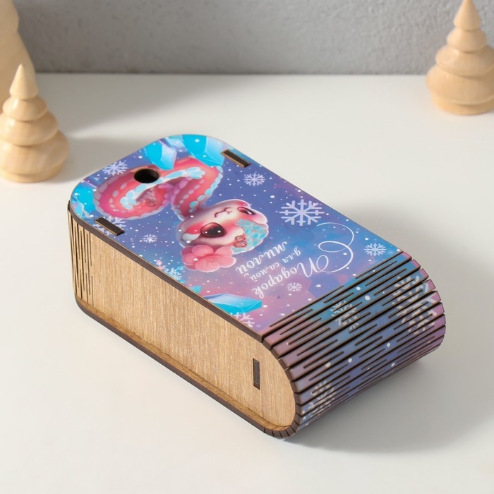 Новогодняя шкатулка-книга  Новогодняя шкатулка-книга "Змея. Для милой" 13х7х4 см