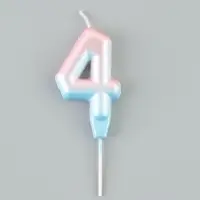 Свеча для торта на шпажке &laquo;Градиент. Цифра 4&raquo;, 3.5&times;5&times;1 см, розовая