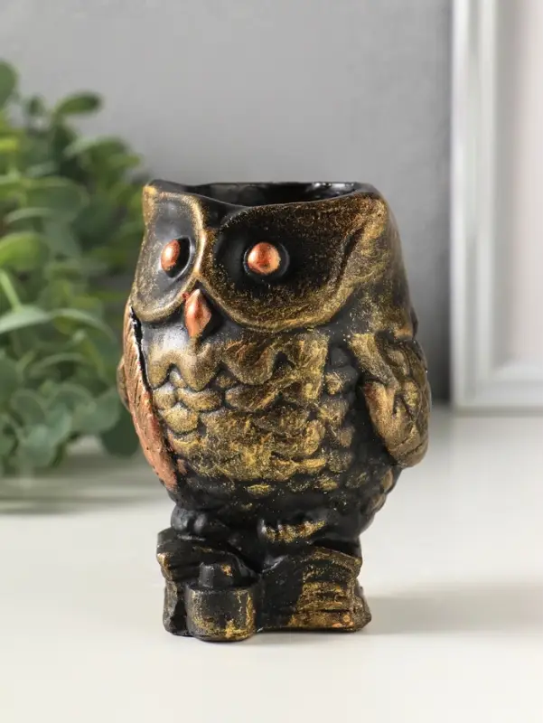 Подставка для мелочей &laquo;Сова на книгах&raquo;, карандашница, 10&times;8 см, под бронзу винтаж