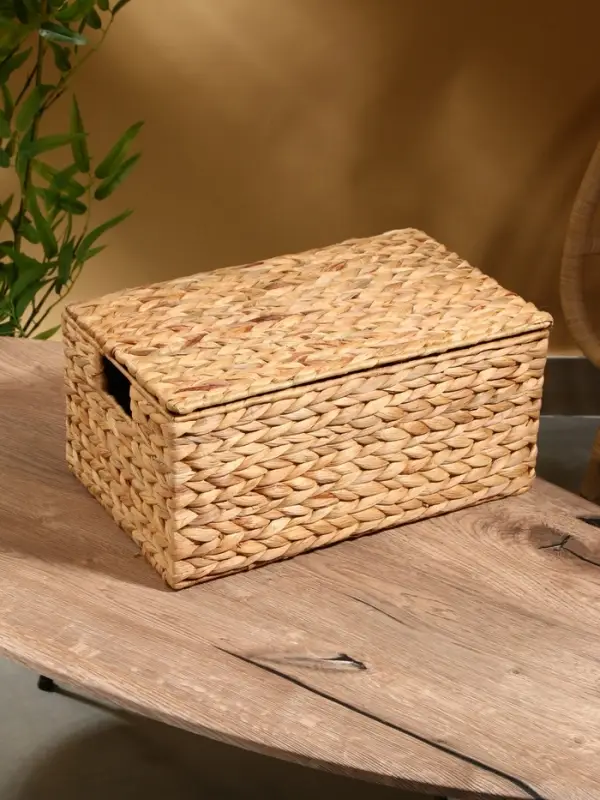 Корзинка прямоугольная с крышкой, 40×25×18 см, водный гиацинт Корзинка прямоугольная с крышкой, 40×25×18 см, водный гиацинт