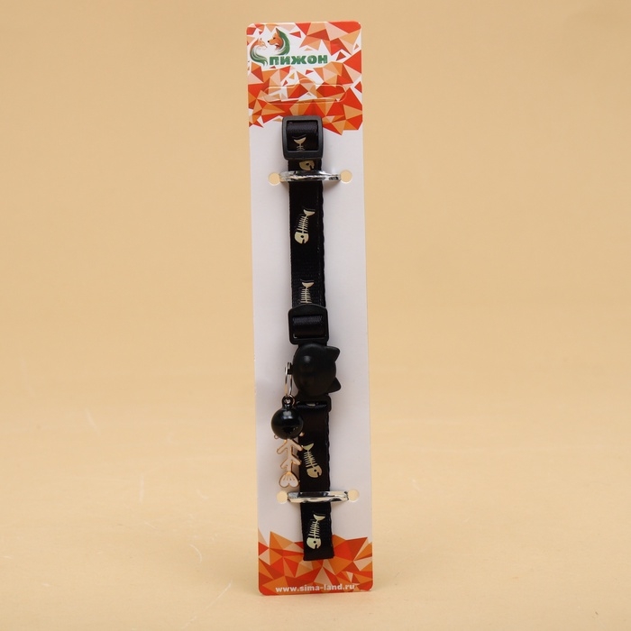 Ошейник кошачий Ошейник кошачий "Рыбёшка" светящийся, с бубенчиком и подвесом, 30 х 1 см, полиэстер, черный 106710