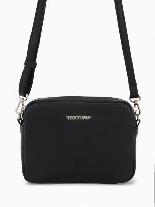 Сумка женская кросс-боди TEXTURA на молнии, 20&times;7&times;15 см, чёрная