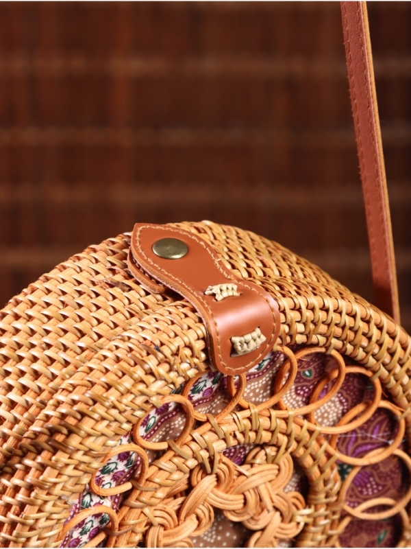 Сумка плетеная ротанг "Мандала" красный, 20х6х70 см