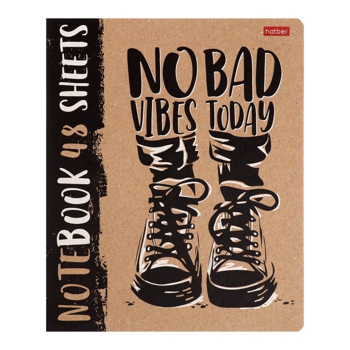 Тетрадь 48 листов в клетку Today vibes, обложка крафт-картон, блок 65 г/м2, МИКС