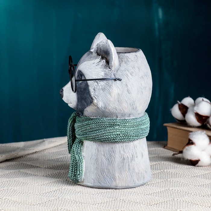 Кашпо - ваза  Кашпо - ваза "Енот в очках" 14х14х22см