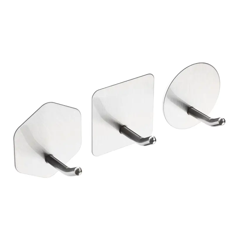 Крючки самоклеящиеся тм VETTA, 4,5x4,5см, нерж.сталь 201, 3 дизайна, 2шт