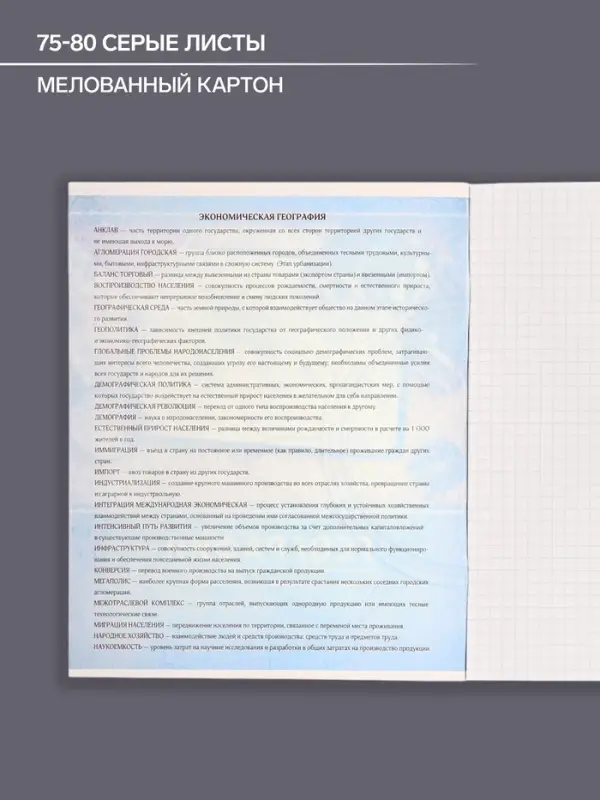 Тетрадь предметная 48 листов в клетку Calligrata, «Металл. География», обложка мелованный картон, серые листы Тетрадь предметная 48 листов в клетку Calligrata, «Металл. География», обложка мелованный картон, серые листы