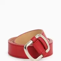 Ремень женский, 110&times;2.7 см, пряжка-затяжка металл, серебристая, красный