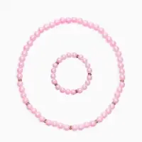 Набор детский &laquo;Выбражулька&raquo; 2 предмета: бусы, браслет, жемчуг стразы, цвет нежно-розовый