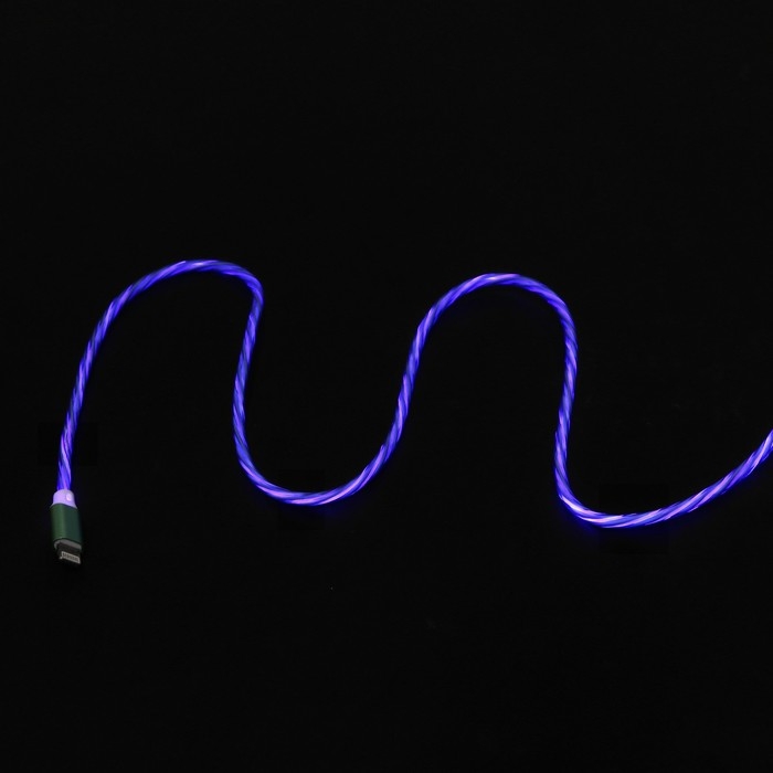 Кабель MYBIT, Lightning - USB, динамическая LED подсветка, 2 А, 1 м, только зарядка Кабель MYBIT, Lightning - USB, динамическая LED подсветка, 2 А, 1 м, только зарядка