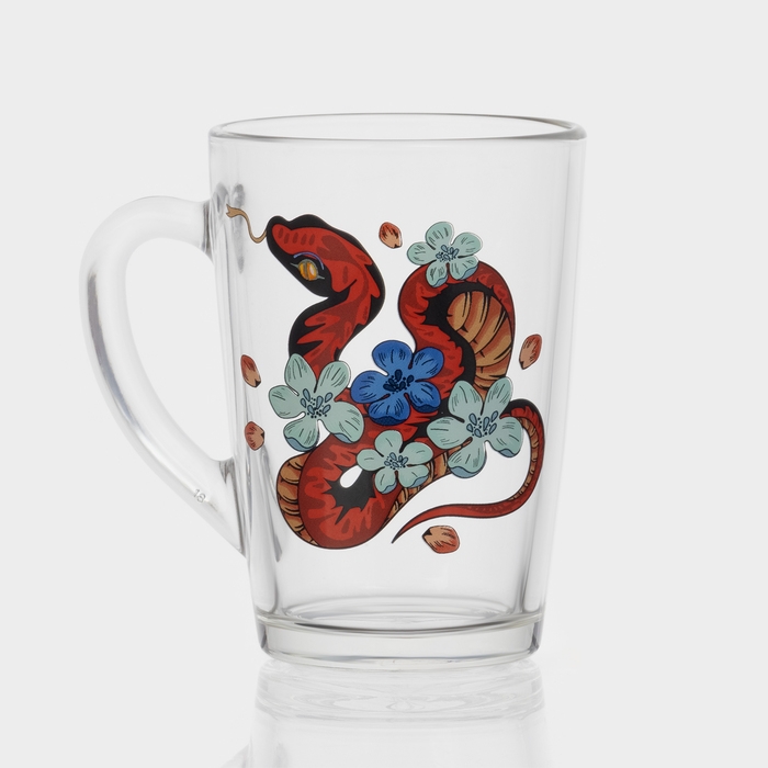 Кружка стеклянная кофейная «Цветы и змеи», 300 мл, МИКС