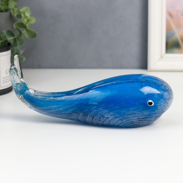 Сувенир стекло Сувенир стекло "Голубой кит" под муранское стекло 9х7х20 см
