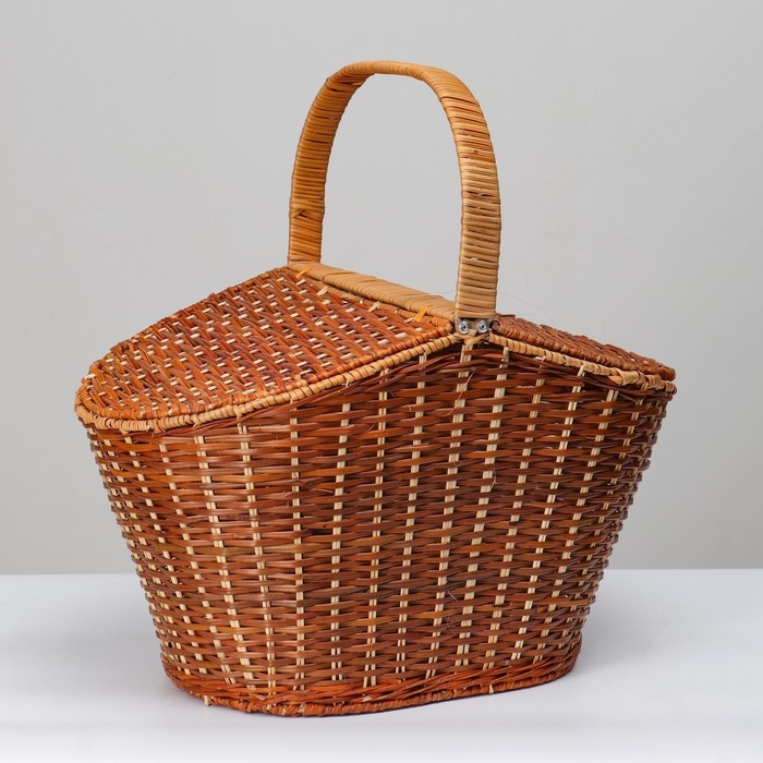 Корзина для пикника  с крышкой , 42х28 Н27/46 см Корзина для пикника  с крышкой , 42х28 Н27/46 см