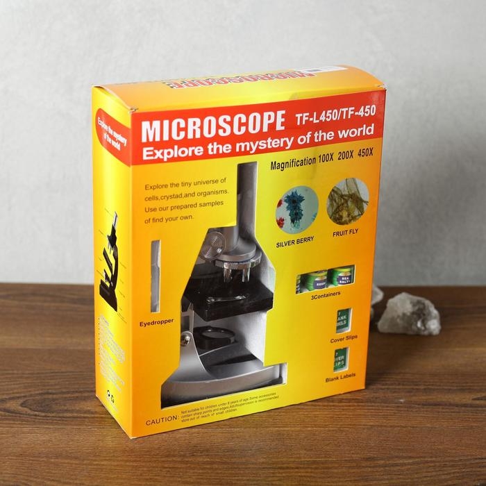 Микроскоп Микроскоп "Лаборатория", кратность увеличения 450х, 200х, 100х, набор для исследований