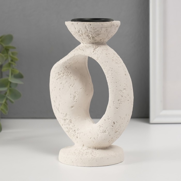 Подсвечник гипс, металл на 1 свечу Подсвечник гипс, металл на 1 свечу "Абстракция. Лента" d=3,8 см 7,5х10х16,5 см