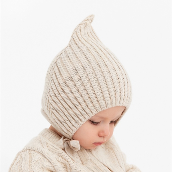 Шапка вязаная детская MINAKU, цвет бежевый, размер 40-42 Шапка вязаная детская MINAKU, цвет бежевый, размер 40-42