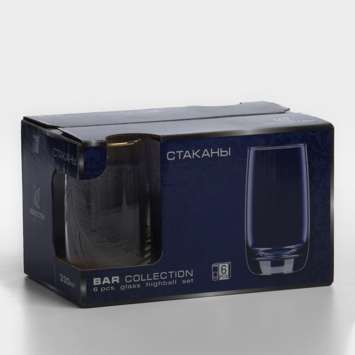 Набор стеклянных стаканов «Перо», 330 мл, 6 шт Набор стеклянных стаканов «Перо», 330 мл, 6 шт