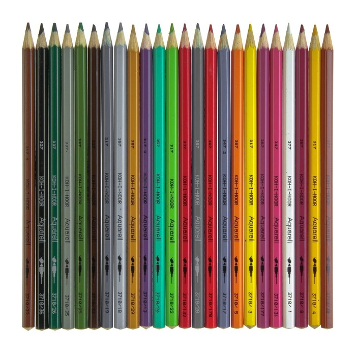 Карандаши акварельные 24 цвета 3.0 мм Koh-I-Noor Карандаши акварельные 24 цвета 3.0 мм Koh-I-Noor "Рыбки" 3718, картонная коробка, европодвес, L=175 мм