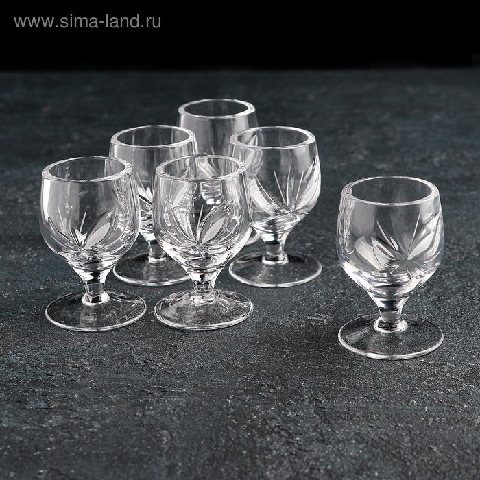 Набор рюмок хрустальных «Цветок», 15 мл, 6 шт Набор рюмок хрустальных «Цветок», 15 мл, 6 шт