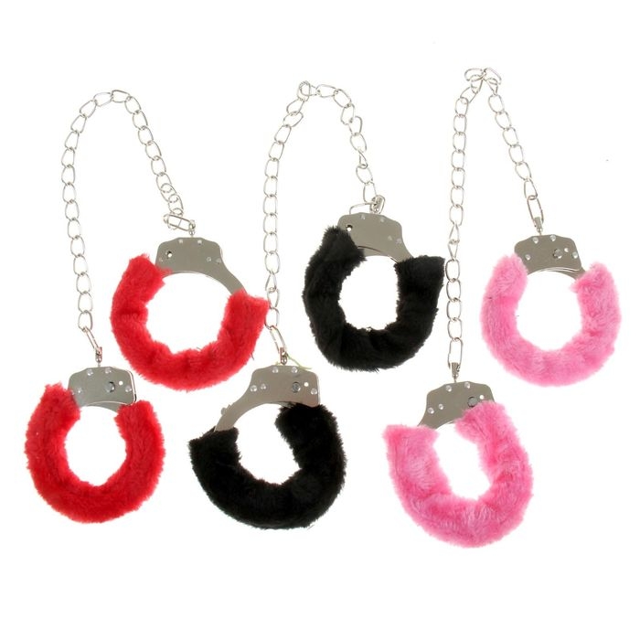 Наручники с мехом, на цепочке, цвета МИКС Наручники с мехом, на цепочке, цвета МИКС