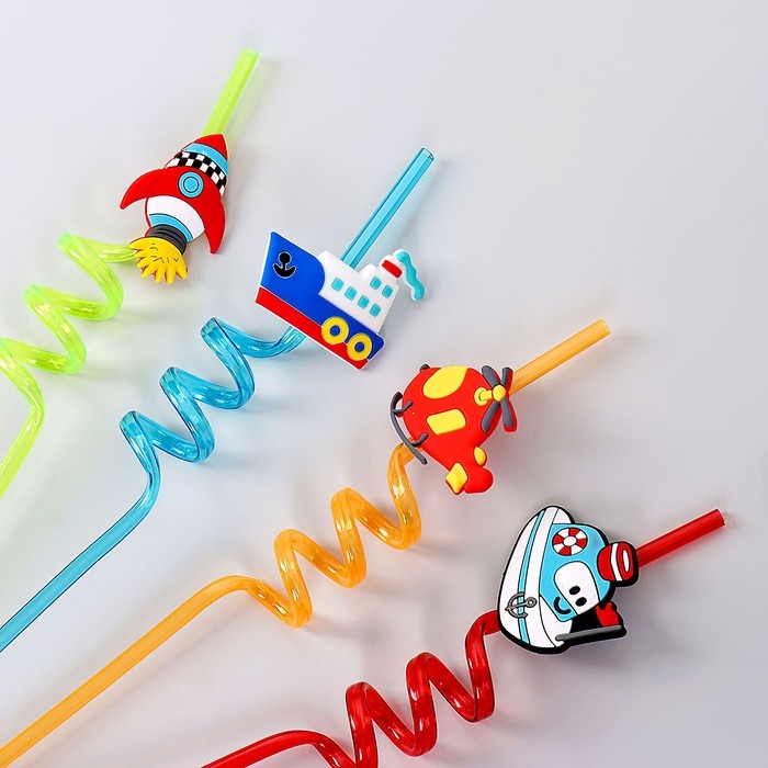 Трубочки для коктейля «Транспорт», набор 4 шт., МИКС Трубочки для коктейля «Транспорт», набор 4 шт., МИКС