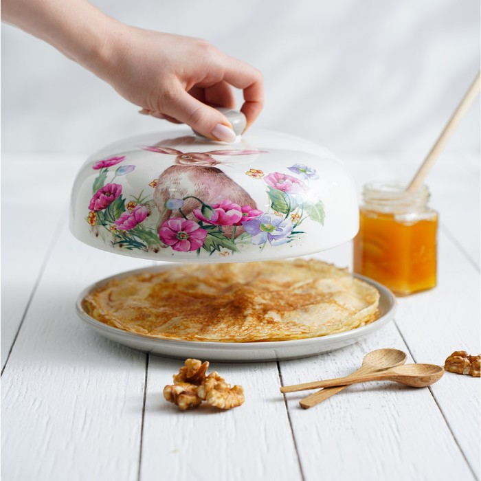 Блинница Доляна «Зайка», d=23 см, цвет белый Блинница Доляна «Зайка», d=23 см, цвет белый