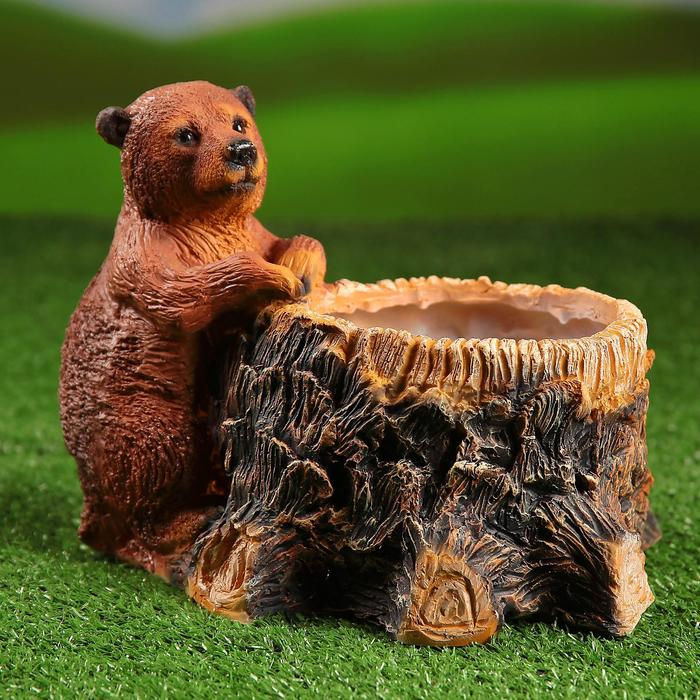 Фигурное кашпо Фигурное кашпо "Пень с мишкой" Н-19см, D-17см