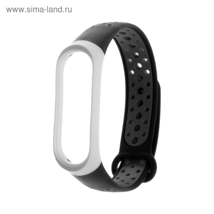 Ремешок для фитнес-браслета Mi Band 3/4 Luazon, с перфорацией, черно-белый Ремешок для фитнес-браслета Mi Band 3/4 Luazon, с перфорацией, черно-белый