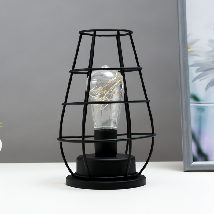 Ночник Ночник "Фонарь" LED от батареек 3хAAA черный 12х12х19 см RISALUX