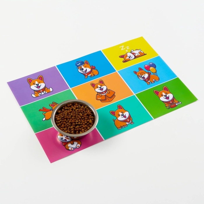 Коврик под миску  Коврик под миску "Пижон", 43 х 28 см, "Веселый корги"