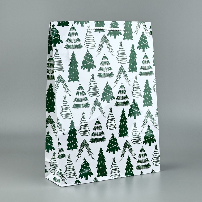 Пакет подарочный новогодний ламинированный «Ёлочки», L 28 х 38 х 9 см Пакет подарочный новогодний ламинированный «Ёлочки», L 28 х 38 х 9 см