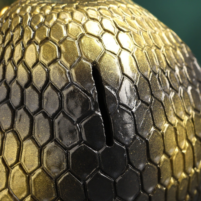 Копилка Копилка "Змея с подковой" черная-золото, 21см