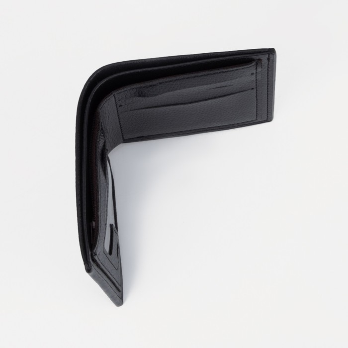 Портмоне мужское без застежки, отдел для купюр, для карт, для монет, цвет чёрный Портмоне мужское без застежки, отдел для купюр, для карт, для монет, цвет чёрный