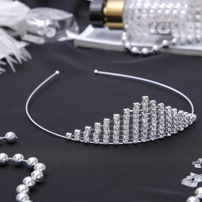 Диадема для волос Диадема для волос "Россыпь" корона, 3,5 см, серебро