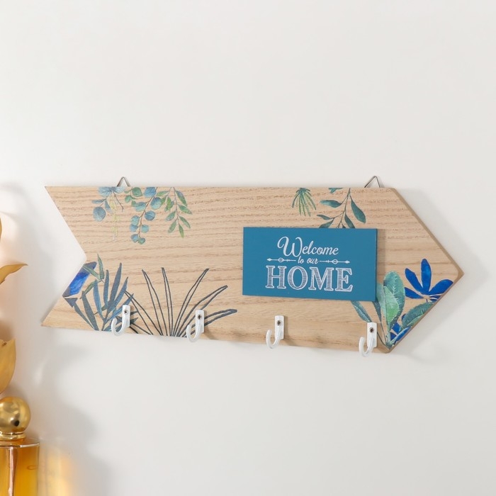 Крючки декоративные дерево Крючки декоративные дерево "Добро пожаловать домой. Растения" 34х10,8 см