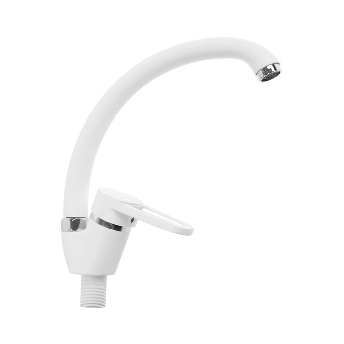 Смеситель для кухни Смеситель для кухни "АМУР" BY 3010-01 W L5014, однорычажный, гайка, картридж 40 мм, белый
