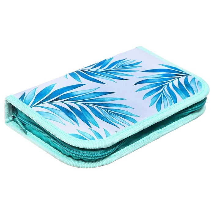 Пенал 1 секция, 130 х 210 х 40 мм, 2 откидные планки, тканевый, Calligrata TOP, Content  Пенал 1 секция, 130 х 210 х 40 мм, 2 откидные планки, тканевый, Calligrata TOP, Content "Тропики"