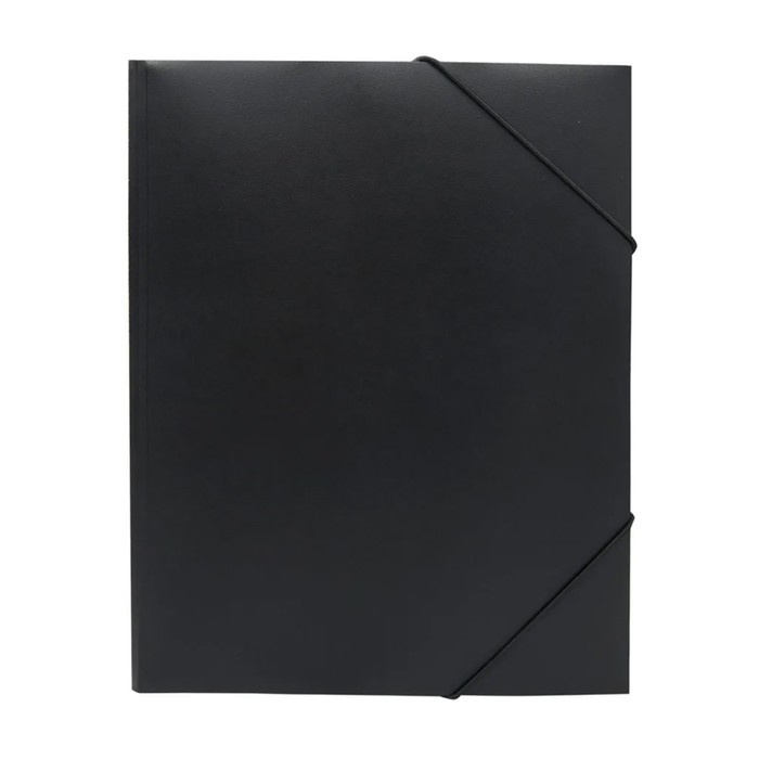 Папка на резинке А4, 500 мкм Calligrata, корешок 4 мм, до 300 листов, тиснение  Папка на резинке А4, 500 мкм Calligrata, корешок 4 мм, до 300 листов, тиснение "песок", чёрная