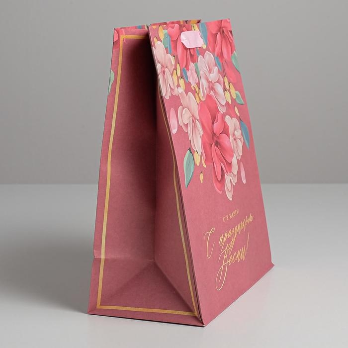 Пакет подарочный крафтовый вертикальный, упаковка, «С Праздником Весны!», ML 23 х 27 х 11,5 см Пакет подарочный крафтовый вертикальный, упаковка, «С Праздником Весны!», ML 23 х 27 х 11,5 см