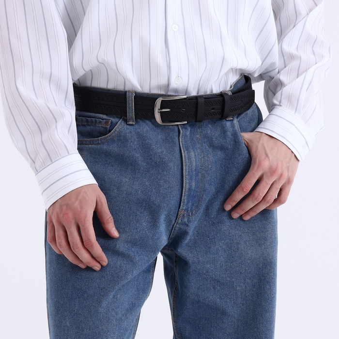 Ремень мужской «Великан», ширина 4 см, винт, пряжка металл, цвет чёрный Ремень мужской «Великан», ширина 4 см, винт, пряжка металл, цвет чёрный