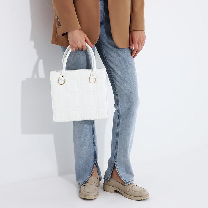 Сумка женская тоут на молнии, цвет белый Сумка женская тоут на молнии, цвет белый