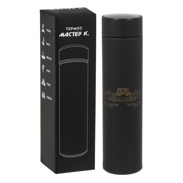 Термос, 500 мл, Basic Термос, 500 мл, Basic "Мастер К", с ситечком, с датчиком температуры, сохраняет тепло 10 ч