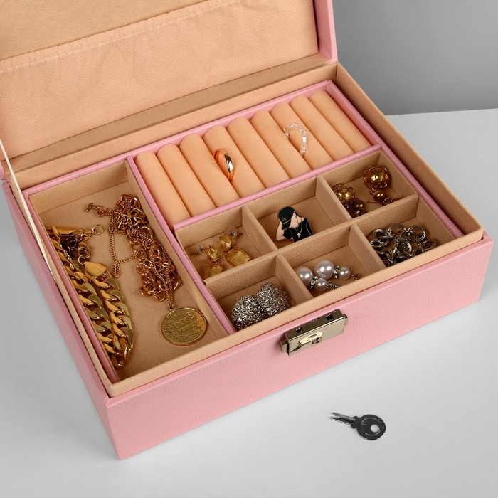 Подставка для украшений &laquo;Шкатулка&raquo; съёмная подставка,17&times;23&times;8,5 см, цвет розовый