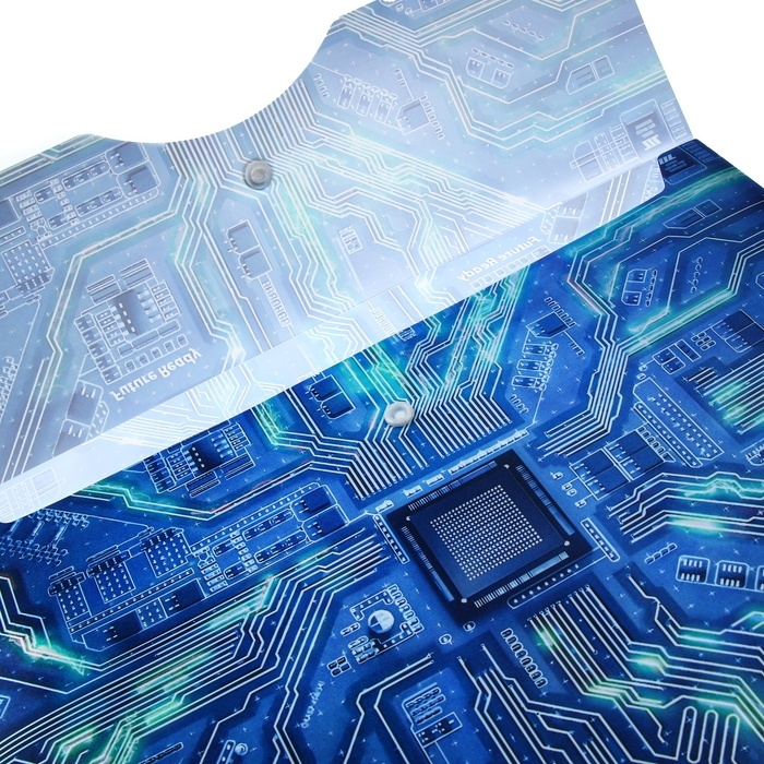 Папка-конверт Папка-конверт "Чип" на кнопке А4, 350 мкр, синяя