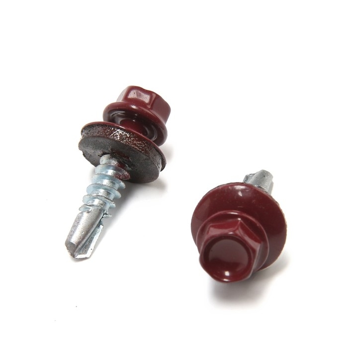 Саморезы кровельные 5,5х25 мм, RAL3005 цвет бордовый, 200 шт. Саморезы кровельные 5,5х25 мм, RAL3005 цвет бордовый, 200 шт.