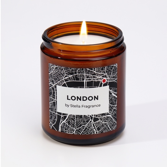 Свеча ароматическая в банке  Свеча ароматическая в банке "LONDON", ветивер, пачули, 250 г