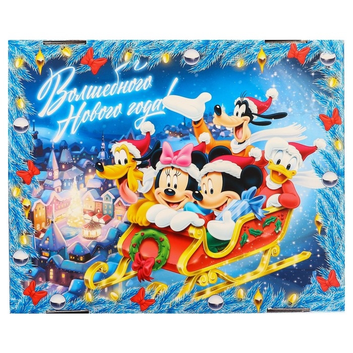 Коробка подарочная с крышкой, Коробка подарочная с крышкой, "Счастья и волшебства", 31 х 25,5 х 16 см, Микки Маус и друзья