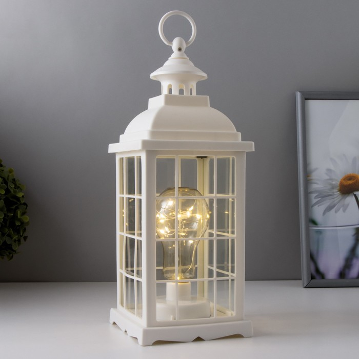 Ночник Ночник "Фонарь и светлячки" белая от батареек 3ААА 35х13,5х13,5см RISALUX