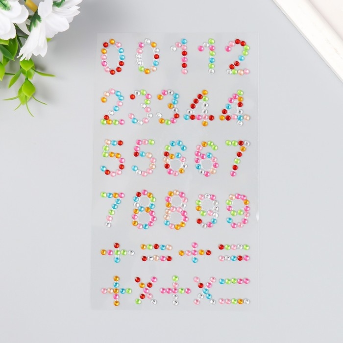 Наклейка пластик стразы Наклейка пластик стразы "Цифры" МИКС 10х23 см